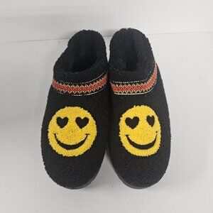Comfort Trendz Clogs Sherpa Black Smiley Face Lug Sole Casual 9